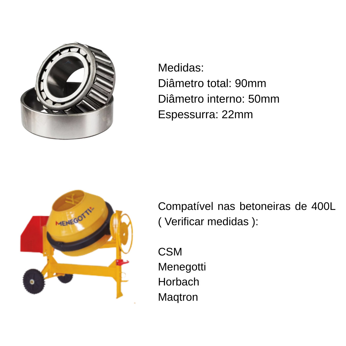 Rolamento 30210 - Para Betoneira 400l - Imagem 5