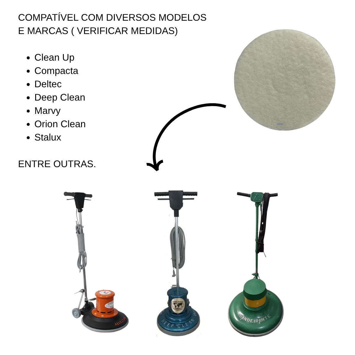 Disco Branco Enceradeira 400mm - Imagem 4