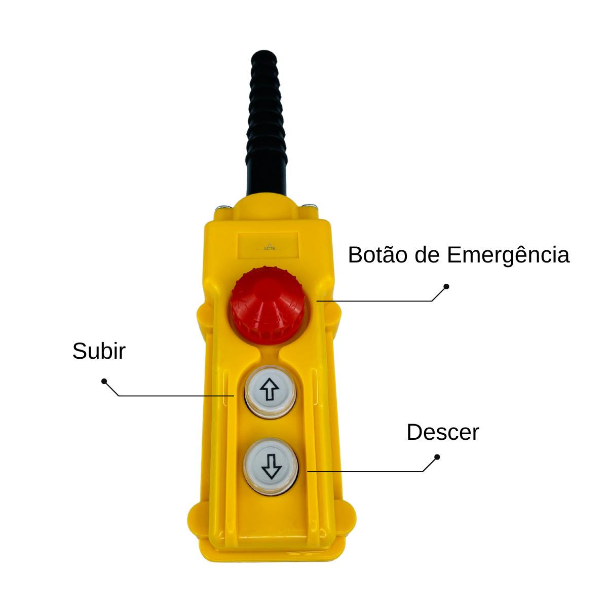 Botoeira com Dois Botões+ Emergência P/ Guinchos Elétricos - Imagem 4